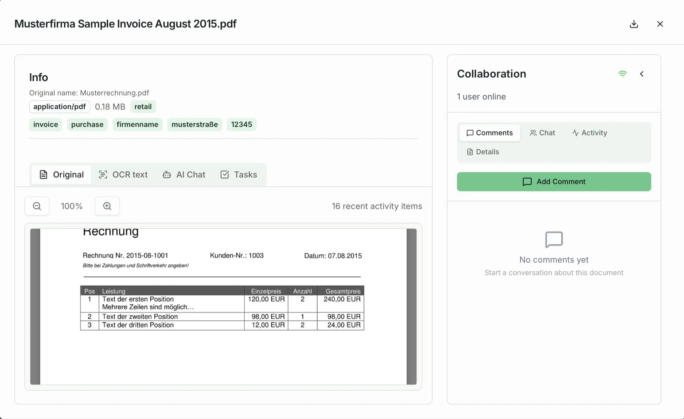 Unpapr document upload interface